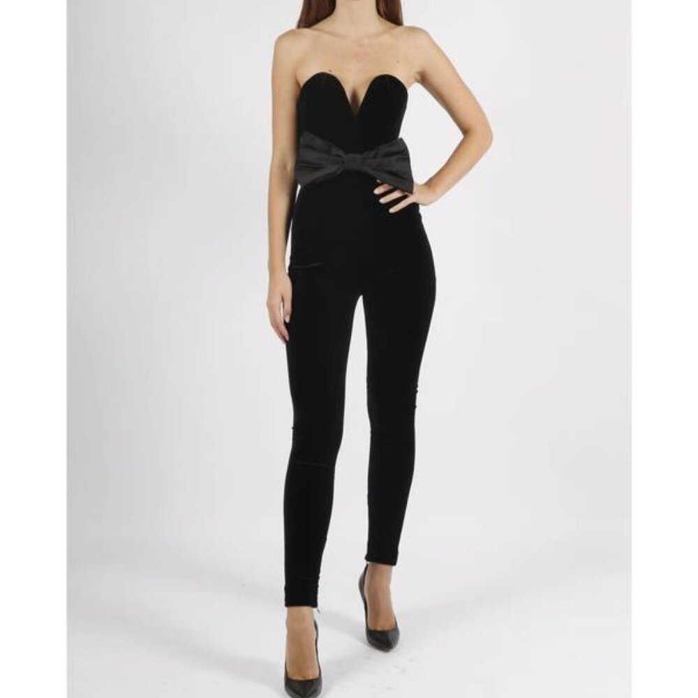 Alessandra Rich Black Velvet Jumpsuit - size 46